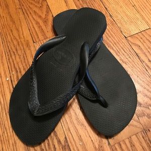 Black flip flops